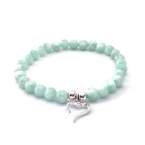 Minerální náramek larimar - SRDCE LARIMARU (stříbro Ag925)